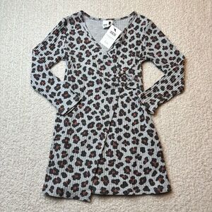 Cotton On Dress Girls 5 Gray Animal‎ Print Long Sleeve Pullover Ribbed